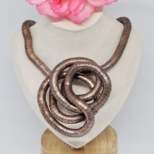 Brass Tone Snake Coil Flexible Bendable Necklace 36” Bracelet